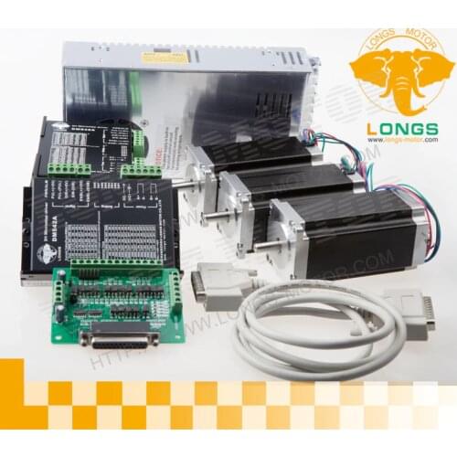 DE ship 3axis Nema23 stepper motor 425oz DUAL SAHFT 23HS9430B&stepper motor driver DM542A CNCr new Longs Motor