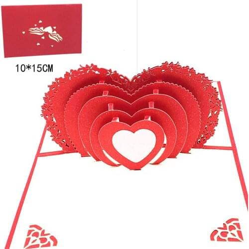 3D Pop Up Greeting Card Heart And Soul Blessing Gift Postcard With Envelope For Valentine' Day Wedding Decoration Party Supplies