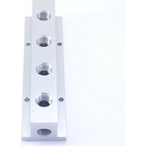 1/4" BSP Female 4 Way Solid Aluminum T-Shape Air Manifold Block Splitter