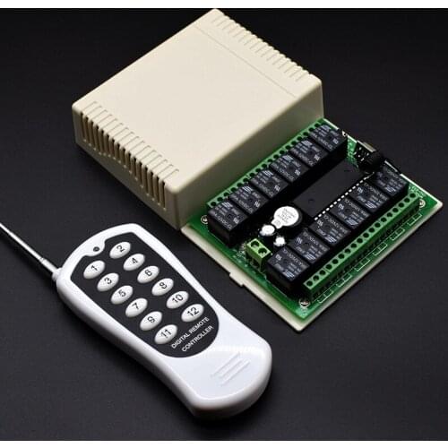 433mhz DC 12V 24v Universal 12CH Relay Wireless Remote Control Switch 433 MHz RF Receiver Module For Smart Home lighting Switch