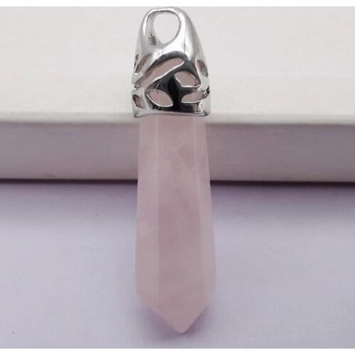 8x38MM Rose Crystal Stone GEM Pillar Pendant Jewelry For Gift S218
