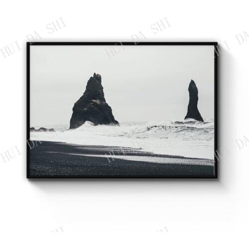 Black and White Coastal Beach Photograph Wall Art Print Poster or Canvas Artwork