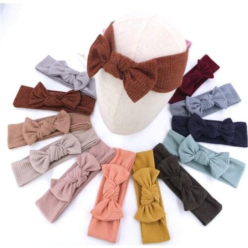 Baby Headband Solid Color Twist Knitted Cotton Wide Turban Bow Knotted Headwrap Girls Hairband Hair Accessories Scrunchies