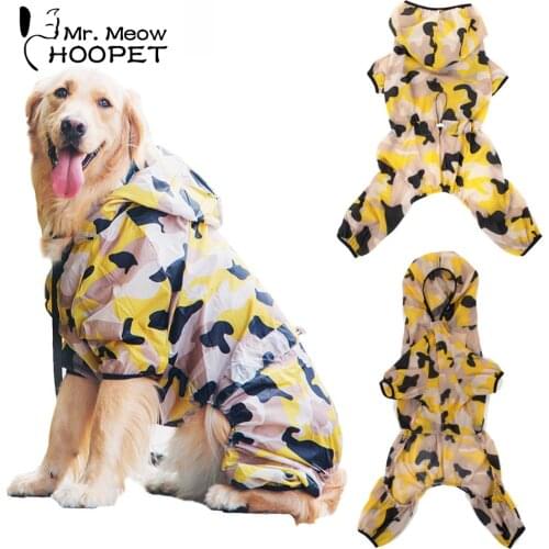 Hoopet Yellow Camouflage Pet Coat Large Dog UV Sun Protection Quick Dry Slim-Fit Thin Transparent Jacket Puppy Hoodie Coat