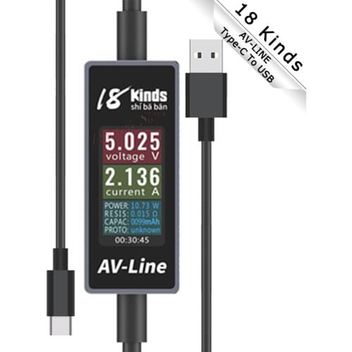 Intelligent Detection Charging Data Line USB Charging Cable Real Voltage Current Monitoring AV-Line Type / Lightning to USB