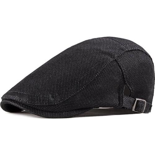 Cotton Four Seasons Solid Mesh Newsboy Caps Flat Peaked Cap Men and Women Painter Beret Hats 23