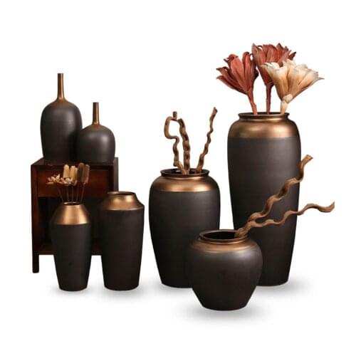 Jingdezhen Ceramic Large Floor Vase Luxury Gold Vase Decoration Nordic Creative Vases Modern Home Decor Living Room Decoration