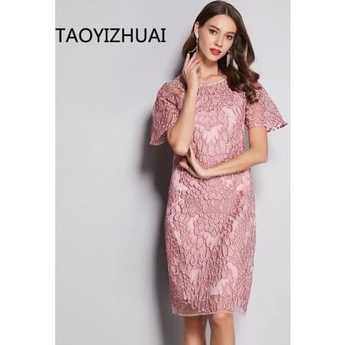 Large size dress summer new European and American French stereo embroidery versatile casual small fresh fashion lace dress