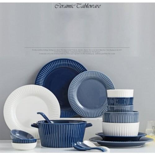 LingAo Web celebrity ins Nordic wind ceramic tableware set bowl plate gift box household gift bowl combination