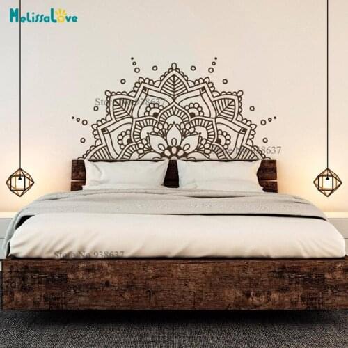 Mandala in Half Wall Sticker Decor for Home Removable Vinyl Sticker for Meditation Yoga Wall Art Living Room Bedroom Mural BA035