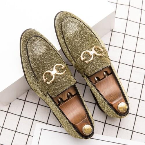 Fashion Design Mens Casual Shoes Korean Bling Leather Shoes Men Brand Lazy Footwear Driving Shoes Slip On Loafers Office Shoe