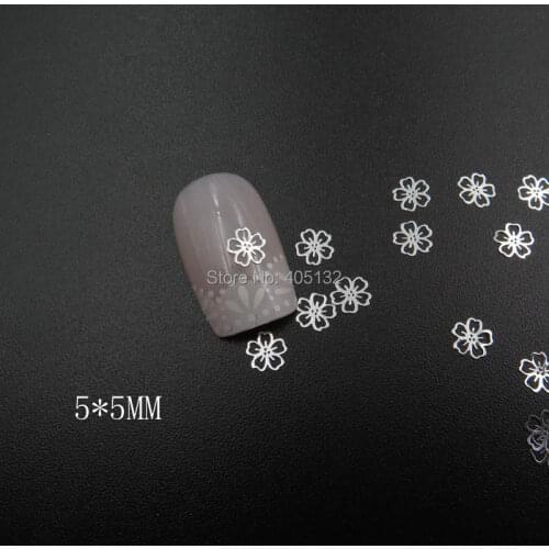 MS-372-1 Free Shipping Metal Silver Flower Nail Art Metal Sticker Nail Art Decoration Fancy Outlooking