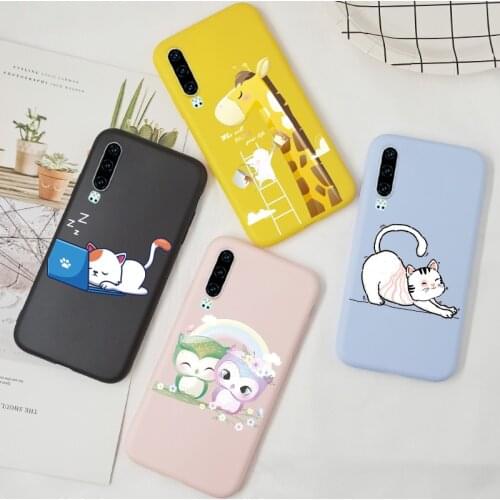 Cartoon Silicone Case For Huawei P30 Pro Lite NOVA 5T P Smart 2021 2019 Z Y6 Y9 Prime 2019 Y6S Y7A PSmart Z Cover Case TPU Cat