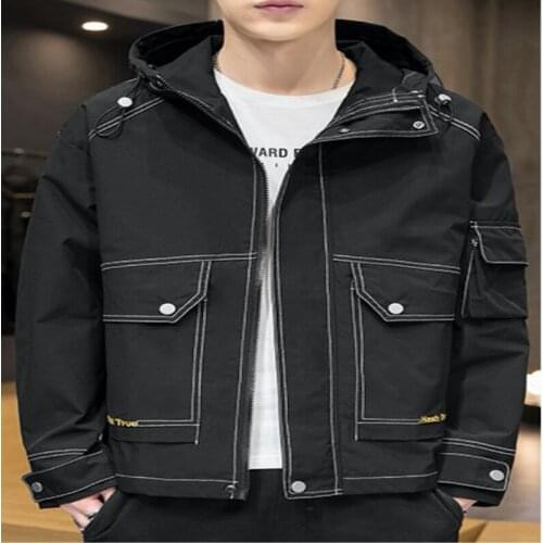 Plus size jacket male fat man plus fat to increase loose hooded trend 2020 casual mens jacket