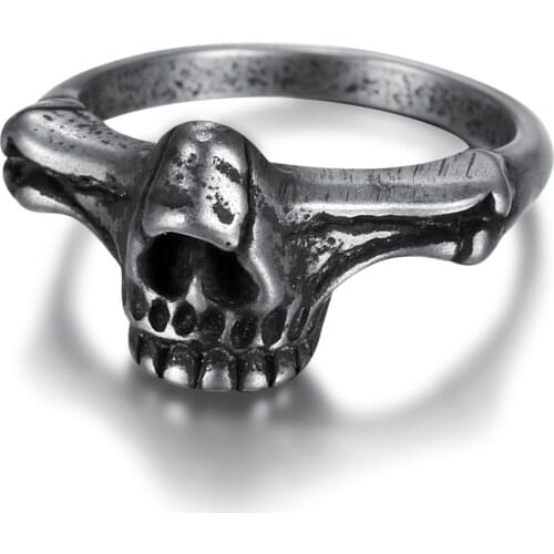 MIQIAO Stainless Steel Titanium Skull Punk Vintage Simple Hip Hop Rings for Men Women Couple Friends Gift Fashion Jewelry Bague
