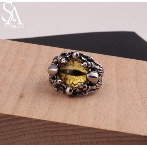 SA SILVERAGE Skull Eye Ring Overbearing Mens Eye Ring Jewelry TRENDY Personality Alternative Fashion Accessories Evil Spirit