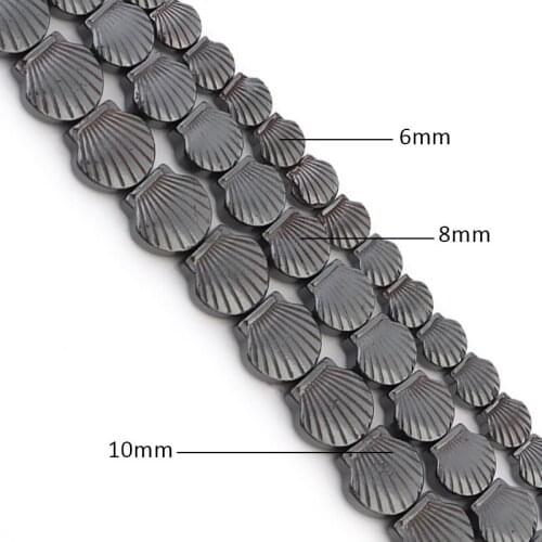 New Trendy Shell Shape Black Gallstone Material Beads Making Bracelets Necklaces Handmade Fashion Jewelry Accessories Wholesale