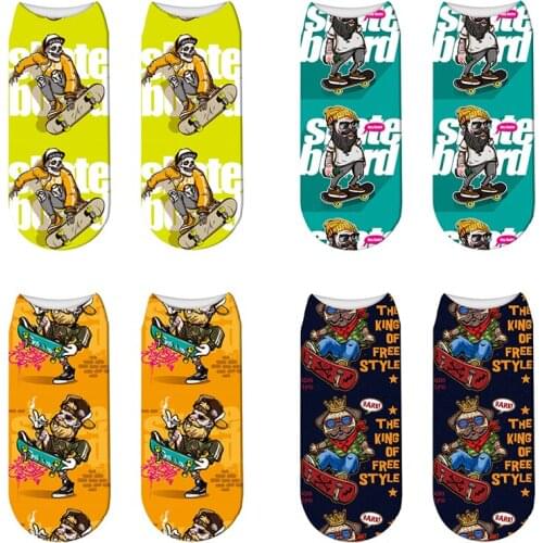 New 3D Printing Womens Sock Trend Character Street Scooter Socks Unisex Harajuku Girl Gift Ankle Sock Meias Femininas