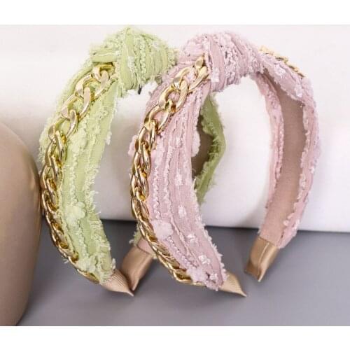 Headbands Hairbands For Women Girl Vintage Retro Chain Knot Fabric Korean Hair Accessories Wholesale