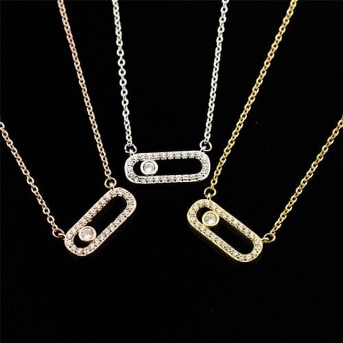 Crystal Zircon Arab Style Bead Pendant Necklace For Women Dainty Wedding Jewelry Stainless Steel Rose Gold On Oval Gifts 2021