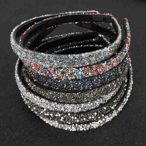 Luxury Crystal Pearl Headbands Fashion Women Hair Accessories Rhinestone Headdress Stone Hairbands Sparkly Hair Bands Hoop