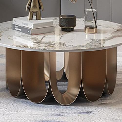 Light luxury rock slab coffee table modern design high-end Italian small apartment living room home round marble coffee table