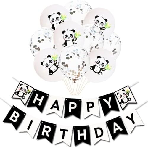 Lovely panda Balloons 12inch Inflatable Balloon latex Black Happy Birthday Banner Birthday Party Decoration Helium Baloon