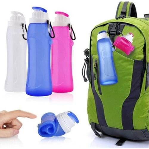 500ML Large Capacity Collapsible Foldable Silicone Water Bottle for Outdoors Cycling Travel Sports