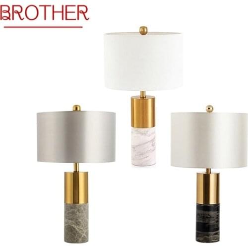 BROTHER Modern Table Lamp Marble Bedside LED Desk Light Luxury Creative Decorative for Home Bedroom Living Room Office Hotel