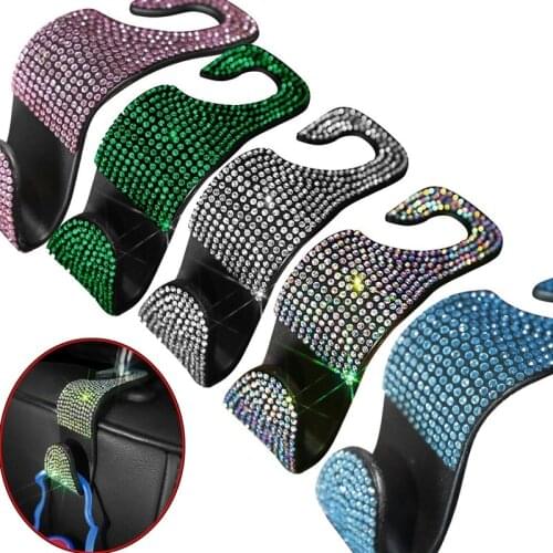 Rhinestone Car Seat Hook Headrest Storage Holder Hanging Bag Organizer Auto Interior decoration Accessories