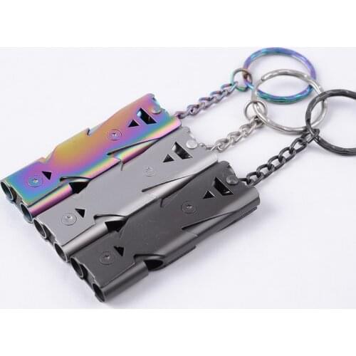 Outdoor High Decibel Whistle Survival Lifeguard Safety Triple Pipe Emergency Get Lost Help Multifunction Keychain