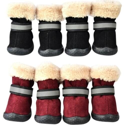 4Pcs/Set Warm Pet Dog Cat Winter Shoes For Dogs Non-slip Dog Snow Boots Chihuahua Shih Tzu Shoe Zapatos Perro Teddy