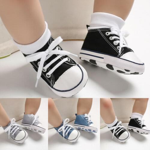 New Infant Kid Girls Boys First Walker Shoes Solid Anti-slip Soft Sole Newborn Sneakers Prewalker 3-18M