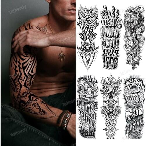 Large Full Arm Sleeve Temporary Tattoos Men Women Sexy Body Art Painting Waterproof Tattoo Sticker Black Dragon Totem Tribal Boy