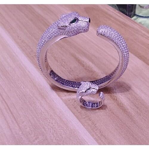 Xa254 Luxury Designer Fashion 925 Sterling Silver shinning European style Jewelry panther shaped ab