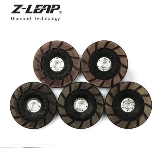 Z-LEAP 5" 5PCS Diamond Grinding Wheel Kit Concrect Floor Cup Wheel Dry Use For Granite Marble Stone Polishing 5/8-11 M14 Arbor
