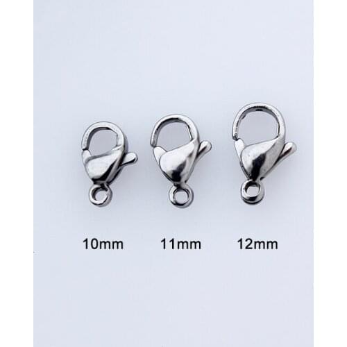 10pcs/lot 10mm 11mm 12mm Lobster Clasps Hooks for DIY Jewelry Findings Stainless Steel Connect Buckle