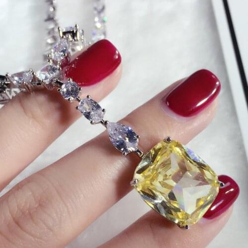 New high grade single row yellow crystal necklace yellow zircon short necklace for ladies clavicle chain