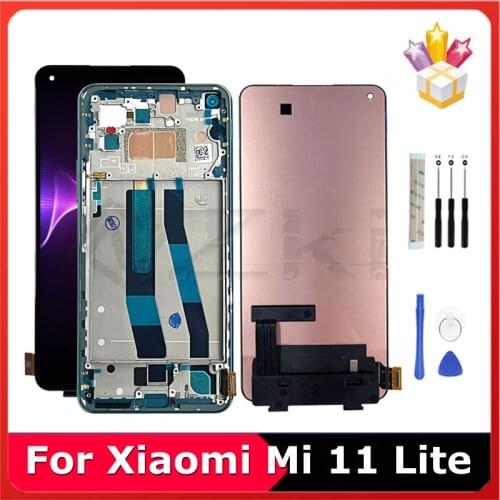 6.55'' AMOLED For Xiaomi Mi 11 Lite LCD Display Touch Screen M2101K9AG Digitizer Assembly Spare Parts With Frame Replacement