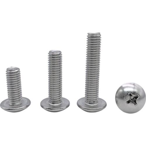 10Pcs M6 Stainless Steel 304 Phillips Big Flat Head Screws Cross Umbrella Header Fasten Screw Machine Bolts Bolt 8mm-80mm Length