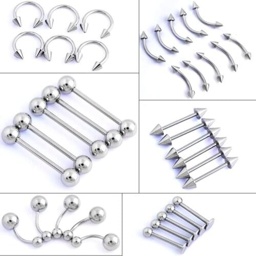 11 Type Body Jewelry Lot Tongue Eyebrow Lip Belly Navel Ring Piercing Nombril Acier Chirurgical Helix Percing Nombril