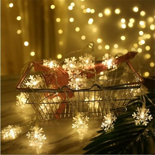 20 LED Snowflake Light String Twinkle Garlands Battery Style Christmas Fairy Light Decorations for Home Christmas Tree Ornaments