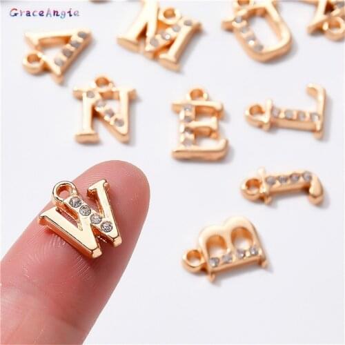 26pcs/set Alphabet Charms alloy+rhinestone 26 Letter Charms earring pendant necklace bracelet Accessories Jewelry DIY Keychain