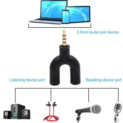 3.5mm U type Mic o Cable Splitter Adapter Converter( Ran Color)