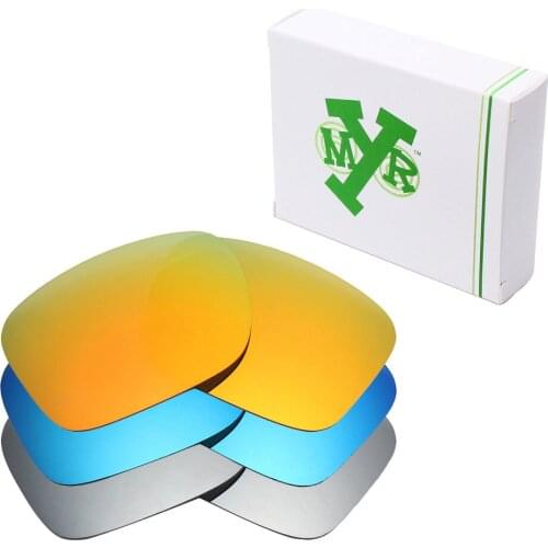 3 Pairs Mryok Anti-Scratch POLARIZED Replacement Lenses for-Oakley Holbrook Sunglasses Ice Blue & Fire Red & Silver Titanium