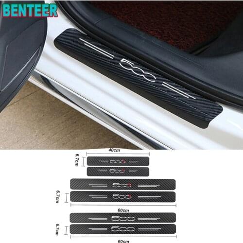 4pcs/lot NEW Carbon Fiber Car Door Sills Protector Stickers For fiat 500 500x 500l