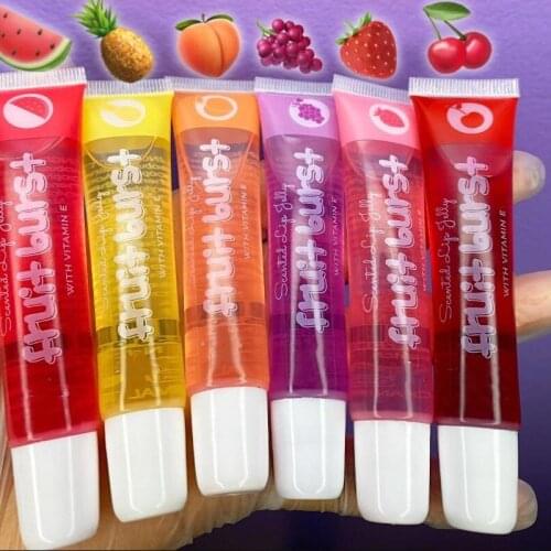 Scented Lip Jelly Big Lip Gloss Fruit Burst Lip Oil Scented Lip gloss Plumping Lip gloss Moisturizer Shiny Vitamin E Mineral Oil