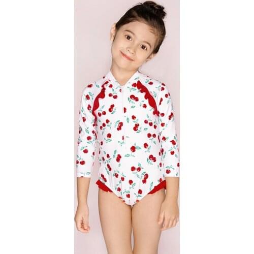 Julysand Swimwear Girls High-end One piece Swimsuit Kids Floral Printed Skin Care Long Long Sleeve BathingSuit