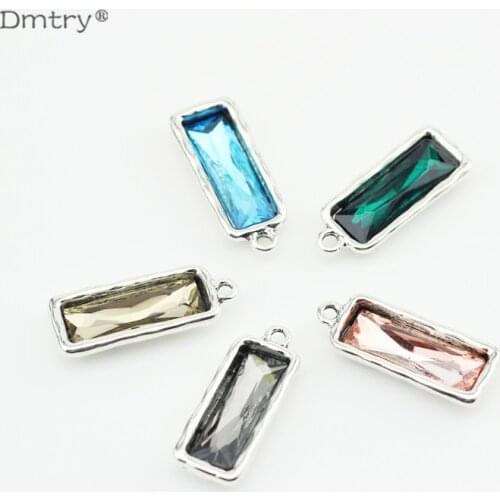 Dmtry 5pcs/lot Fashion Jewelry 5 Colors Antique Silver-plated Crystal Charms Necklace Pendant DIY Jewelry Making Findings LC0187