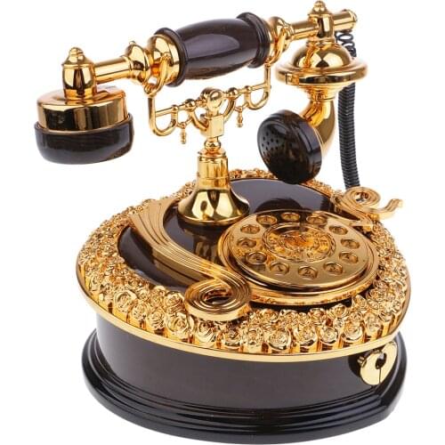 European Vintage Style Telephone Model Music Box Home Decor Photography Prop
